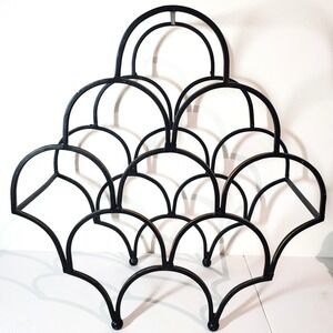 Freestanding Black Iron Wine Rack / Holds 8 Bottles‎ / Scalloped Design
